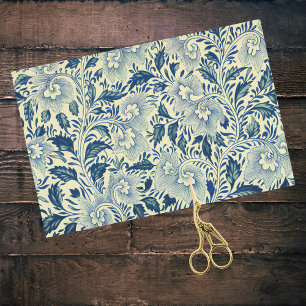 Blauwgroen blauw blad laat Chinees Ornament achte Tissuepapier