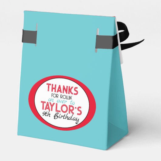 Blauwgroen Blauw Bowling Favor Boxes Bedankdoosjes (Achterkant)