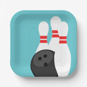 Blauwgroen Blauw Bowling Partij Papier Borden Papieren Bordje