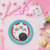 Blauwgroen Blauw Bowling Pin Paper Borden Papieren Bordje (Feest)