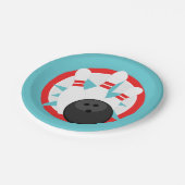 Blauwgroen Blauw Bowling Pin Paper Borden Papieren Bordje (Gekanteld)