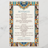 Blauwgroen Blauw bruin  talavera menukaarten (Achterkant)