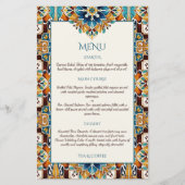 Blauwgroen Blauw bruin  talavera menukaarten (Voorkant)