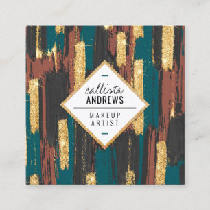 Blauwgroen Blauw Bruin Zwart Goud Glitter Paint Ma Vierkante Visitekaartje