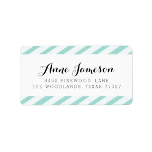Blauwgroen Blauw Carnaval Stripes Adresetiketten Etiket