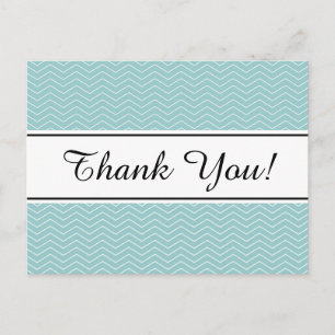 Blauwgroen blauw chevron patroon dank u briefkaart