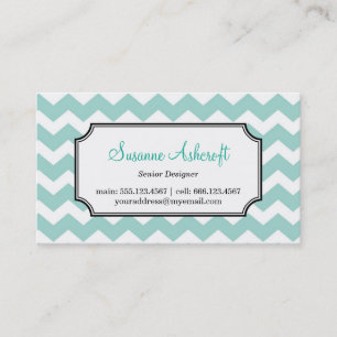 Blauwgroen blauw Chevron zigzagpatroon stijlvol pe Visitekaartje