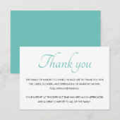 Blauwgroen Blauw Dank u begrafenisherdenkingsdiens Bedankkaart (Voorkant / Achterkant)