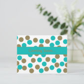 blauwgroen blauw & donkerbruin polka dot briefkaar briefkaart (Staand voorkant)