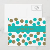 blauwgroen blauw & donkerbruin polka dot briefkaar briefkaart (Voorkant / Achterkant)