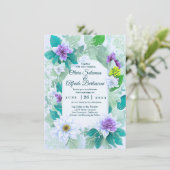 Blauwgroen blauw elegant modern whimsical kaart (Staand voorkant)