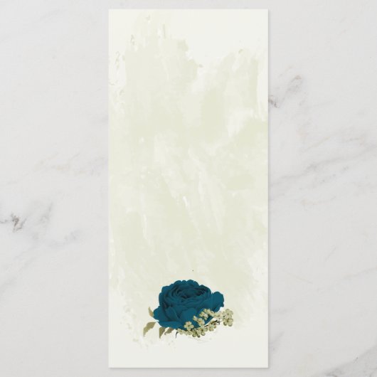 blauwgroen blauw en beige bloemen botanische bruil menu (Achterkant)
