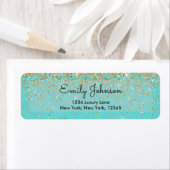 Blauwgroen blauw en Faux Glitter Sparkle-adresetik Etiket (Insitu)