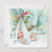 Blauwgroen blauw en goud Baby shower Kaart (Voorkant)