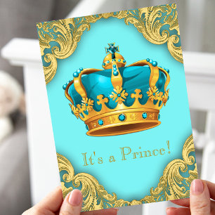 Blauwgroen blauw en gouden Baby shower Kaart