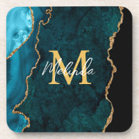 Blauwgroen Blauw en Gouden Marmeren Agaat