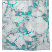 blauwgroen blauw en grijs marmeren steen douchegordijn (Voorkant)