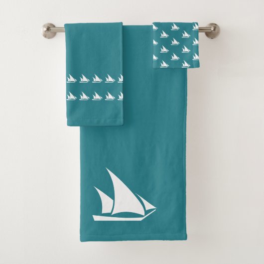 blauwgroen blauw en wit bad handdoek (Insitu)