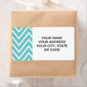 Blauwgroen blauw en wit Chevron Pattern 2 Etiket (Insitu)