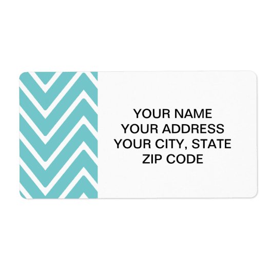 Blauwgroen blauw en wit Chevron Pattern 2 Etiket (Voorkant)