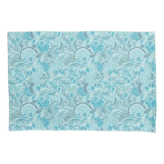 Blauwgroen blauw en wit Elegant Paisley Kussensloop (Voorkant)