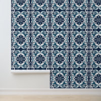 Blauwgroen Blauw en Wit Mediterraan Tegel Patroon