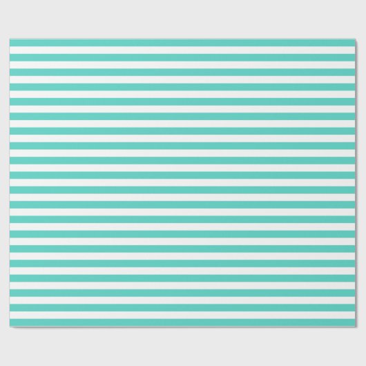 Blauwgroen blauw en wit Stripe Patroon Cadeaupapier (Vlak)
