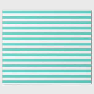 Blauwgroen blauw en wit Stripe patroon Cadeaupapier
