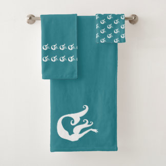 blauwgroen blauw en wit van de zeemeervis bad handdoek