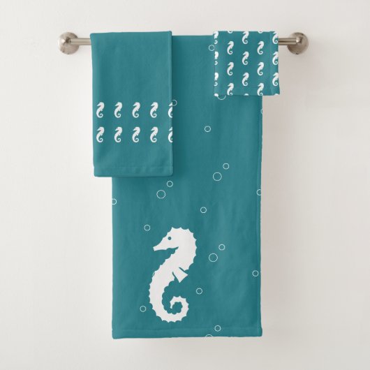 Blauwgroen blauw en wit zeebaars bad handdoek (Insitu)