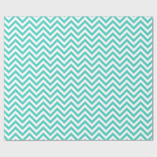 Blauwgroen blauw en wit Zigzag Stripes Chevron Pat Cadeaupapier