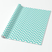 Blauwgroen blauw en wit Zigzag Stripes Chevron Pat Cadeaupapier (Uitgerold)
