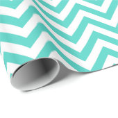 Blauwgroen blauw en wit Zigzag Stripes Chevron Pat Cadeaupapier (Rol Hoek)