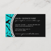 Blauwgroen blauw- en zwarte haarsalon visitekaartje (Achterkant)