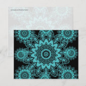 Blauwgroen Blauw en Zwarte Lace Snowflake Mandala Briefkaart (Voorkant / Achterkant)