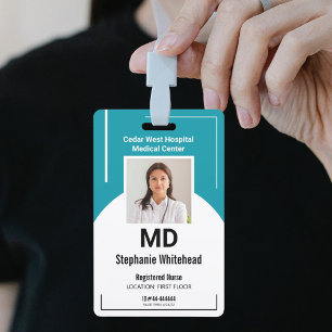 Blauwgroen blauw foto-ID medisch medewerker aanpas Badge