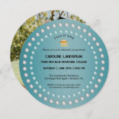 Blauwgroen Blauw Geborsteld Metaal & Parels Afstud Kaart (Voorkant / Achterkant)