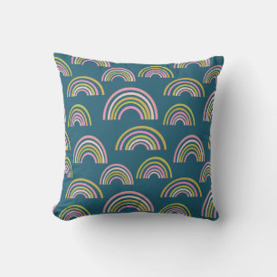 Blauwgroen blauw geometrisch regenboogpatroon beve kussen