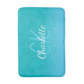 Blauwgroen blauw glitter aqua zee groen monogram i badmat (Voorkant Verticaal)