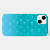 Blauwgroen blauw glitter aqua zee groen monogram i Case-Mate iPhone case (Achterkant (horizontaal))
