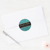 Blauwgroen Blauw Glitter Bruiloft Sticker (Envelop)