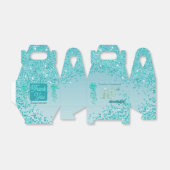 Blauwgroen blauw glitter & lint 18e verjaardag bedankdoosjes (Uitgevouwen)