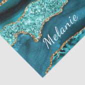 Blauwgroen Blauw Goud Aqua Custom Name Tissue Pape Tissuepapier (Detail)