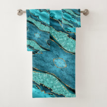 Blauwgroen Blauw Goud Aqua Turquoise Bathy Handdoe