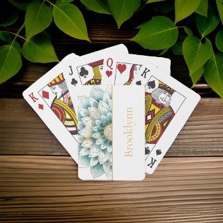 Blauwgroen Blauw Goud Bloemen Mandala Gepersonalis Pokerkaarten