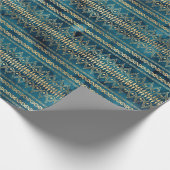Blauwgroen Blauw Goud Boho Cadeaupapier (Hoek)