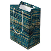 Blauwgroen Blauw Goud Boho Medium Cadeauzakje (Achterkant Gekanteld)