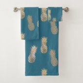 Blauwgroen Blauw Goud Glam Ananas Bad Handdoek (Insitu)