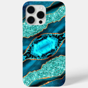 Blauwgroen Blauw Goud Glitter Aqua Turquoise iPhon iPhone 15 Pro Max Hoesje