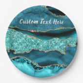 Blauwgroen Blauw Goud Glitter Custom Text Paper Bo Papieren Bordje (Voorkant)